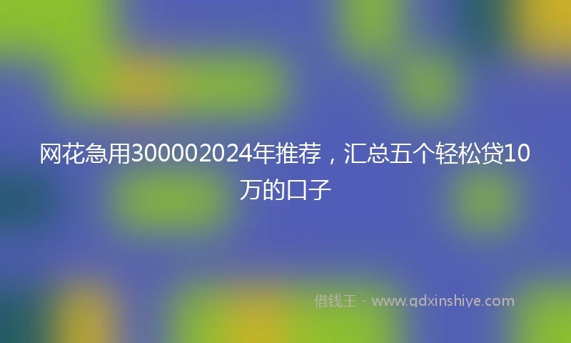 网花急用300002024年推荐，汇总五个轻松贷10万的口子