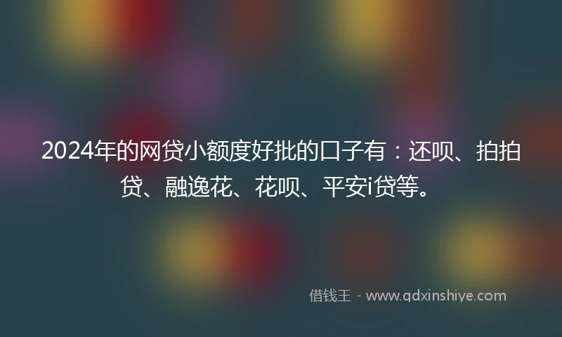 2024年的网贷小额度好批的口子有：还呗、拍拍贷、融逸花、花呗、平安i贷等。