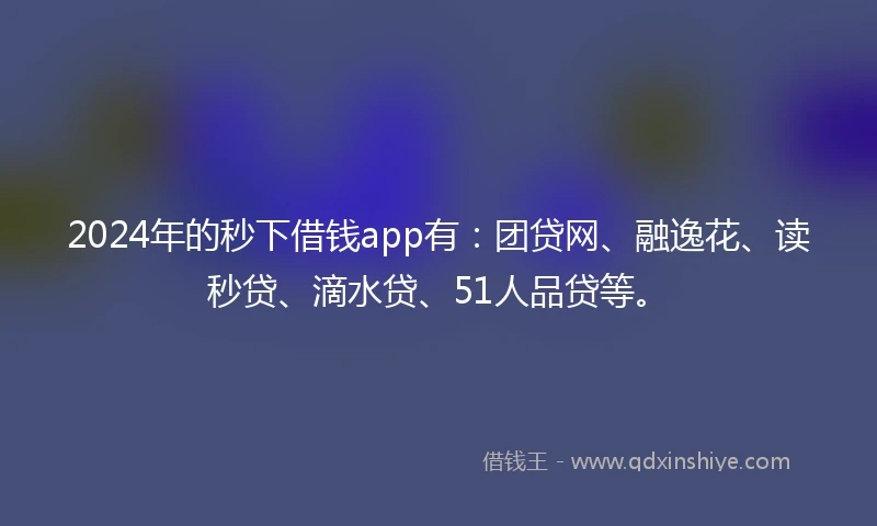 2024年的秒下借钱app有：团贷网、融逸花、读秒贷、滴水贷、51人品贷等。