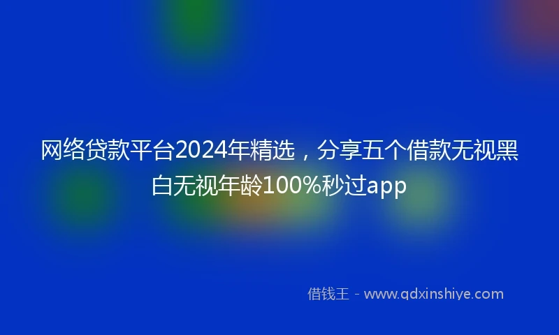 网络贷款平台2024年精选，分享五个借款无视黑白无视年龄100%秒过app