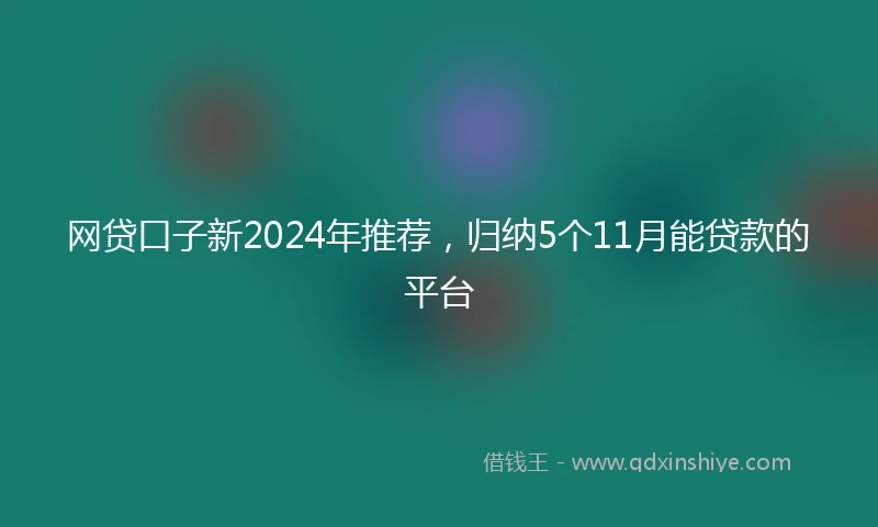 网贷口子新2024年推荐，归纳5个11月能贷款的平台