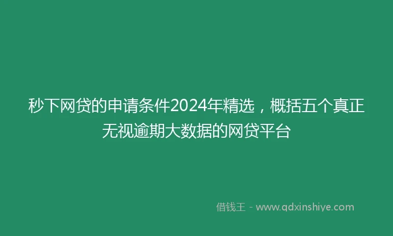 秒下网贷的申请条件2024年精选，概括五个真正无视逾期大数据的网贷平台