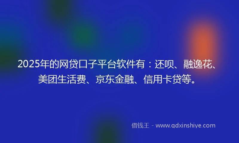 2025年的网贷口子平台软件有：还呗、融逸花、美团生活费、京东金融、信用卡贷等。