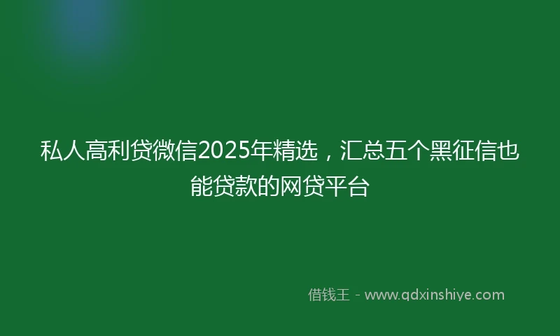 私人高利贷微信2025年精选，汇总五个黑征信也能贷款的网贷平台
