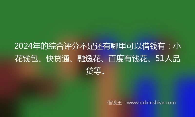 2024年的综合评分不足还有哪里可以借钱有：小花钱包、快贷通、融逸花、百度有钱花、51人品贷等。