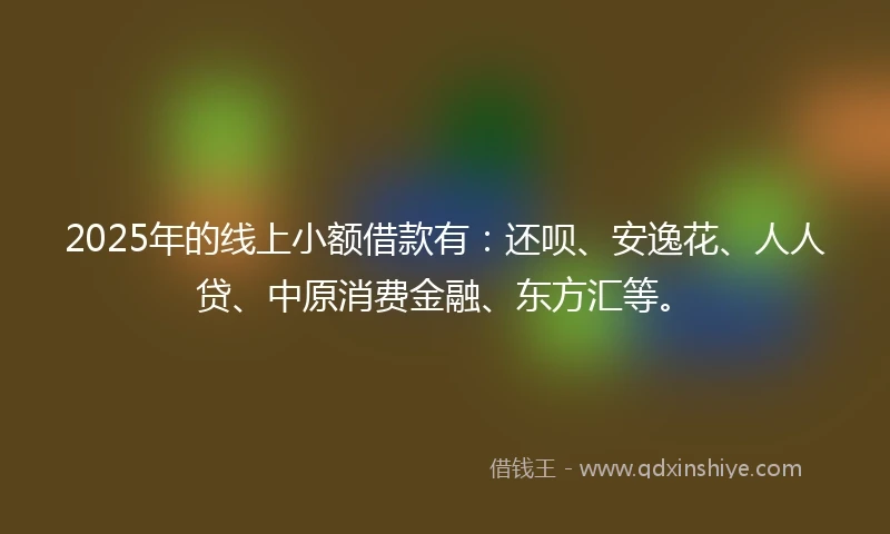 2025年的线上小额借款有：还呗、安逸花、人人贷、中原消费金融、东方汇等。
