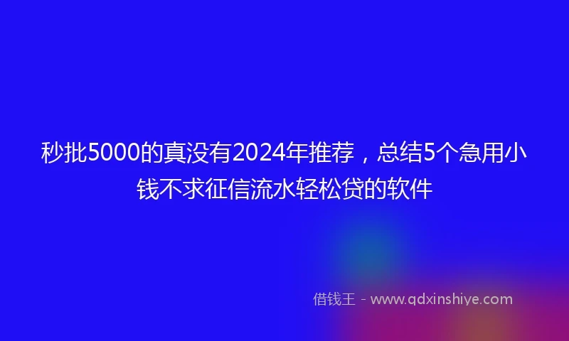 秒批5000的真没有2024年推荐，总结5个急用小钱不求征信流水轻松贷的软件