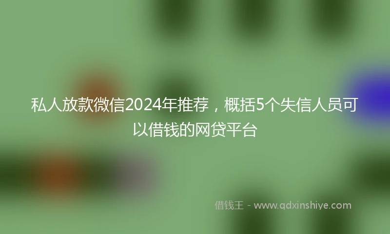 私人放款微信2024年推荐，概括5个失信人员可以借钱的网贷平台
