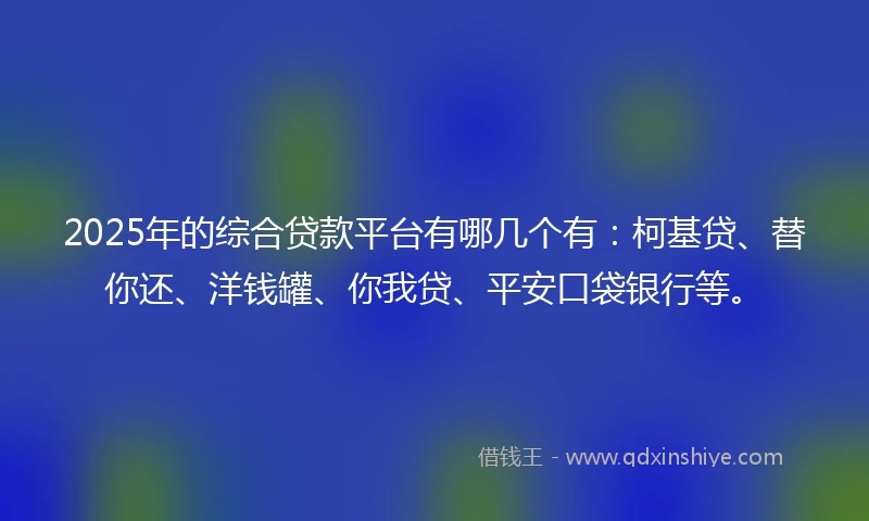2025年的综合贷款平台有哪几个有：柯基贷、替你还、洋钱罐、你我贷、平安口袋银行等。