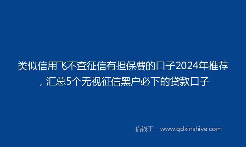 类似信用飞不查征信有担保费的口子2024年推荐，汇总5个无视征信黑户必下的贷款口子