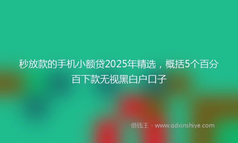 秒放款的手机小额贷2025年精选，概括5个百分百下款无视黑白户口子