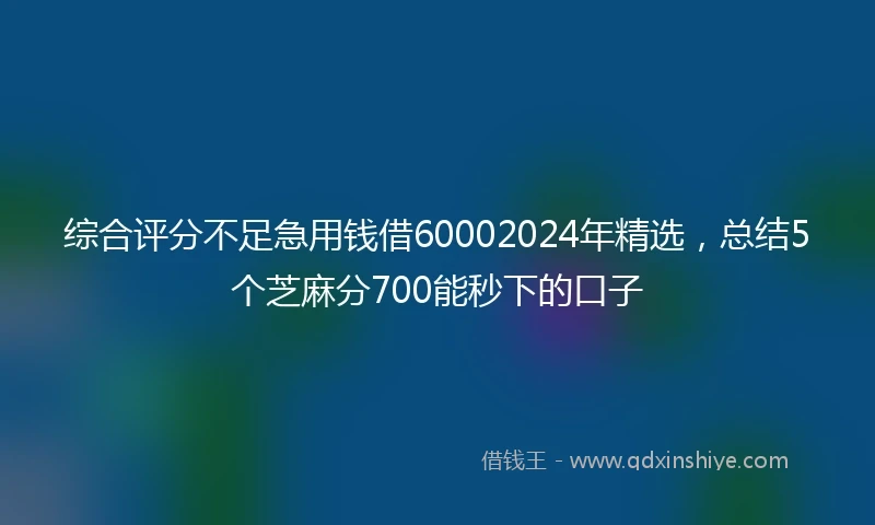 综合评分不足急用钱借60002024年精选，总结5个芝麻分700能秒下的口子