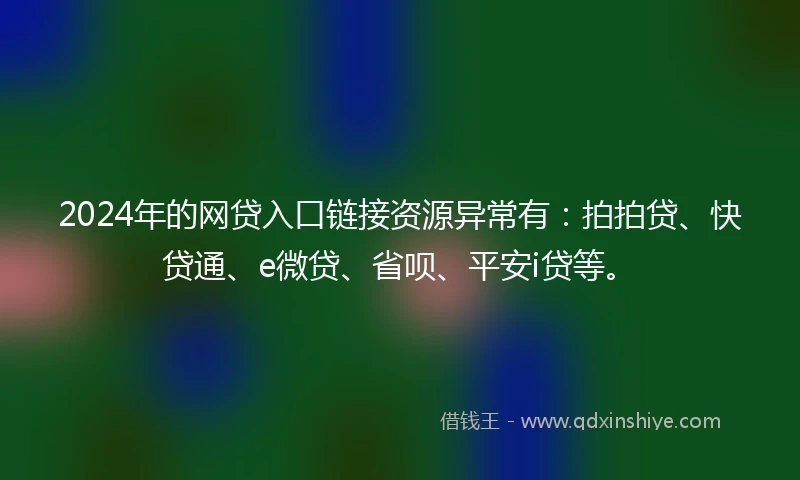 2024年的网贷入口链接资源异常有：拍拍贷、快贷通、e微贷、省呗、平安i贷等。