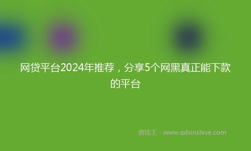 网贷平台2024年推荐，分享5个网黑真正能下款的平台