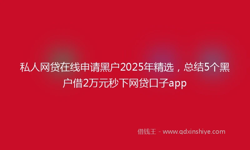 私人网贷在线申请黑户2025年精选，总结5个黑户借2万元秒下网贷口子app