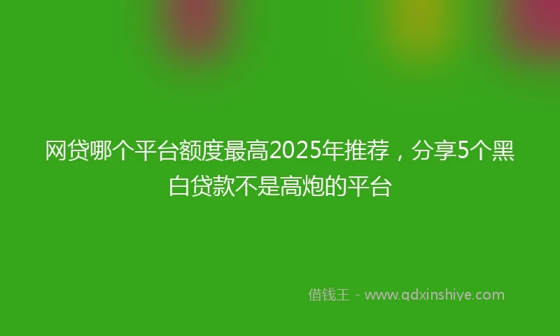 网贷哪个平台额度最高2025年推荐，分享5个黑白贷款不是高炮的平台