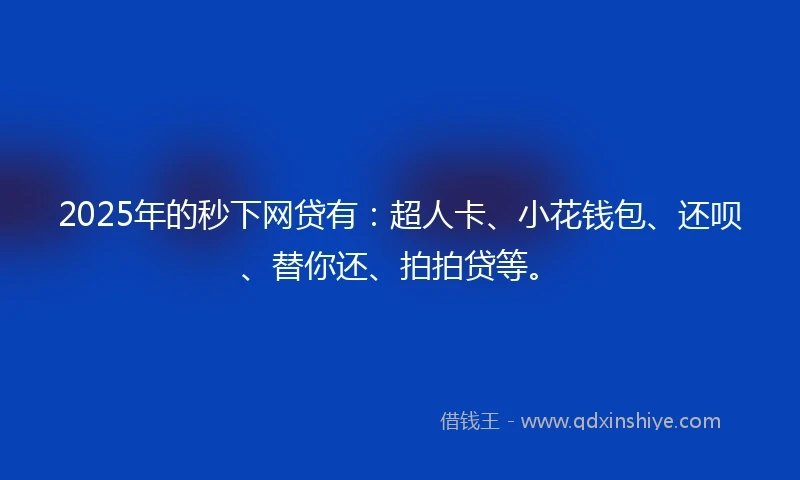 2025年的秒下网贷有：超人卡、小花钱包、还呗、替你还、拍拍贷等。