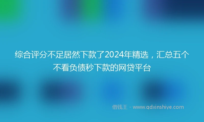 综合评分不足居然下款了2024年精选，汇总五个不看负债秒下款的网贷平台