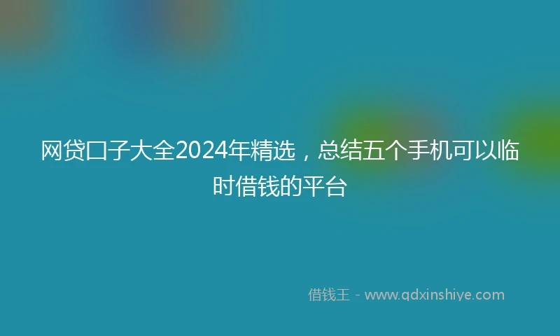 网贷囗子大全2024年精选，总结五个手机可以临时借钱的平台