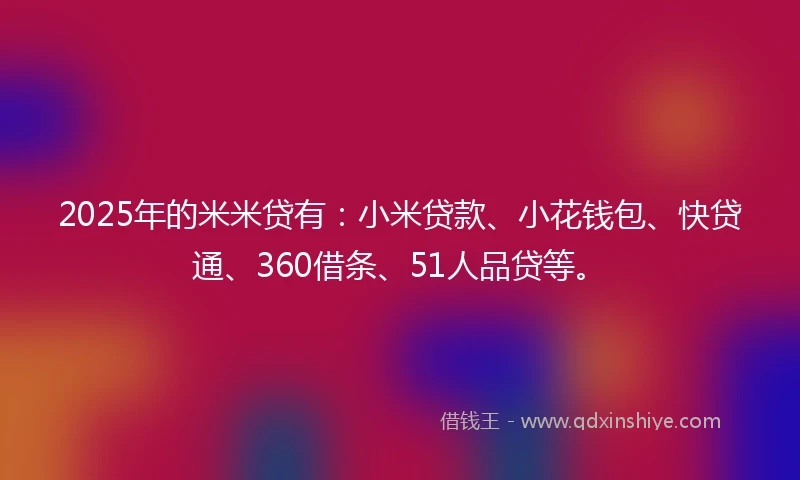 2025年的米米贷有：小米贷款、小花钱包、快贷通、360借条、51人品贷等。