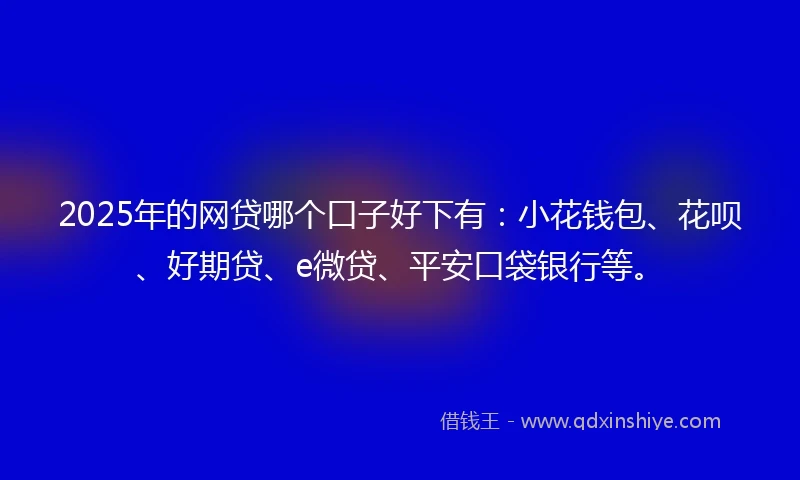 2025年的网贷哪个口子好下有：小花钱包、花呗、好期贷、e微贷、平安口袋银行等。