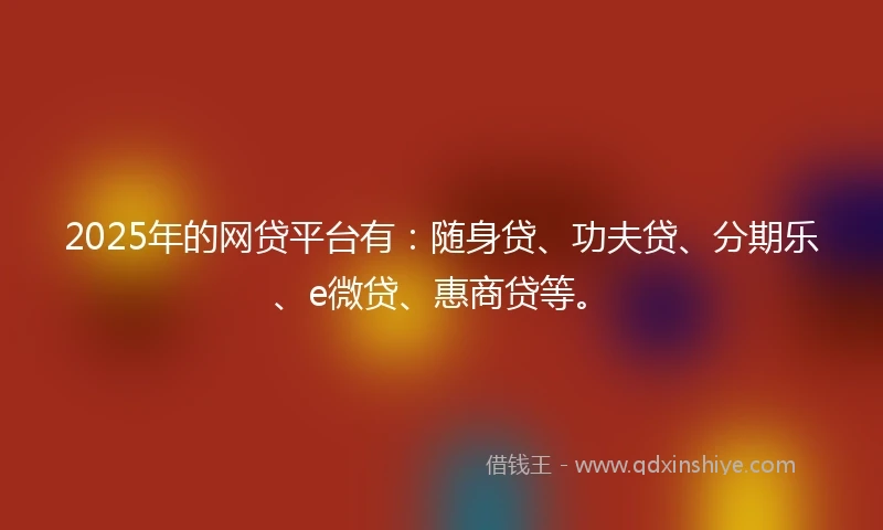 2025年的网贷平台有：随身贷、功夫贷、分期乐、e微贷、惠商贷等。