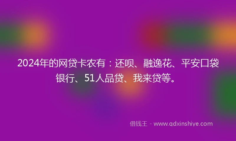 2024年的网贷卡农有：还呗、融逸花、平安口袋银行、51人品贷、我来贷等。