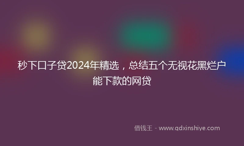 秒下口子贷2024年精选，总结五个无视花黑烂户能下款的网贷