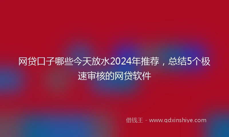 网贷口子哪些今天放水2024年推荐，总结5个极速审核的网贷软件