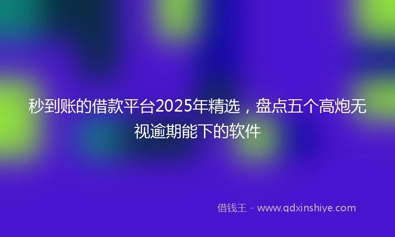 秒到账的借款平台2025年精选，盘点五个高炮无视逾期能下的软件