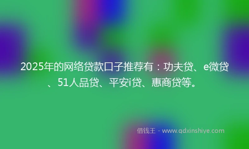 2025年的网络贷款口子推荐有：功夫贷、e微贷、51人品贷、平安i贷、惠商贷等。
