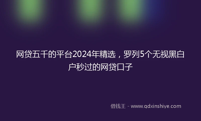 网贷五千的平台2024年精选，罗列5个无视黑白户秒过的网贷口子