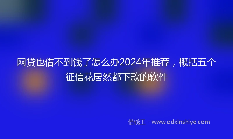 网贷也借不到钱了怎么办2024年推荐，概括五个征信花居然都下款的软件