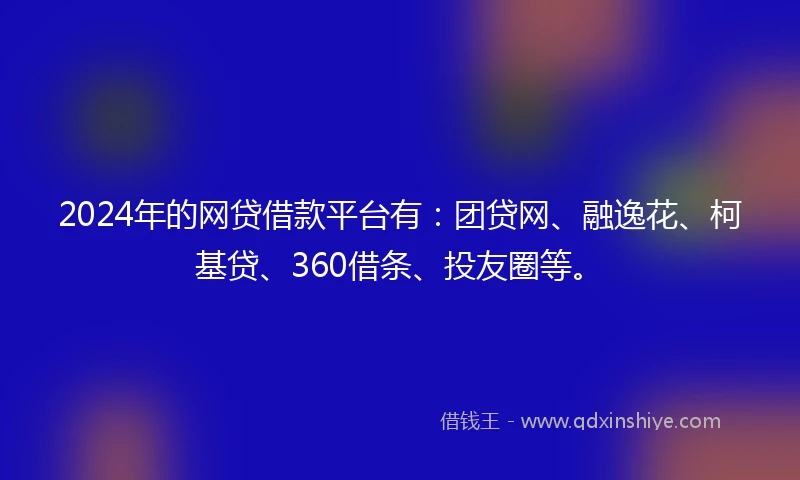 2024年的网贷借款平台有：团贷网、融逸花、柯基贷、360借条、投友圈等。