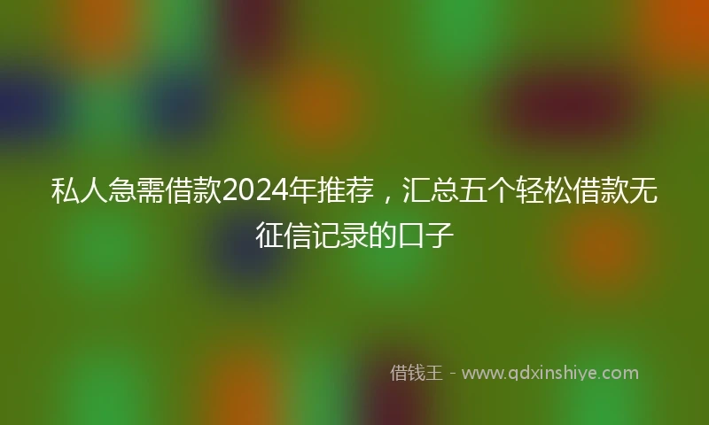 私人急需借款2024年推荐，汇总五个轻松借款无征信记录的口子