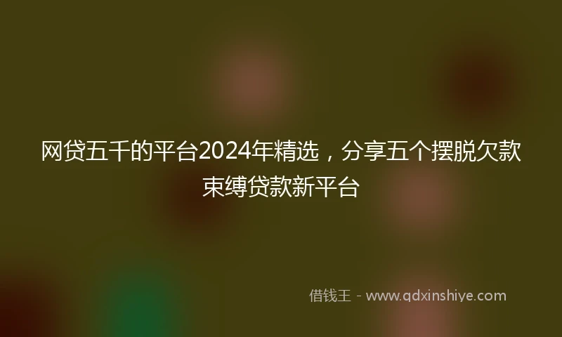 网贷五千的平台2024年精选，分享五个摆脱欠款束缚贷款新平台