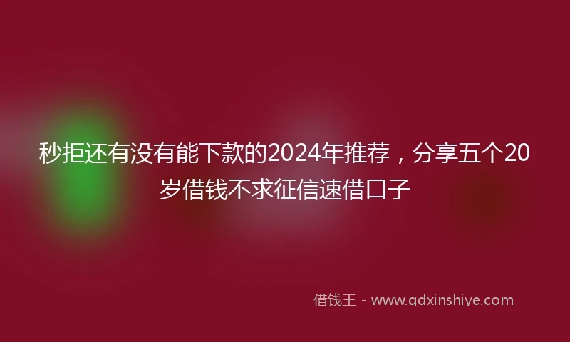 秒拒还有没有能下款的2024年推荐，分享五个20岁借钱不求征信速借口子