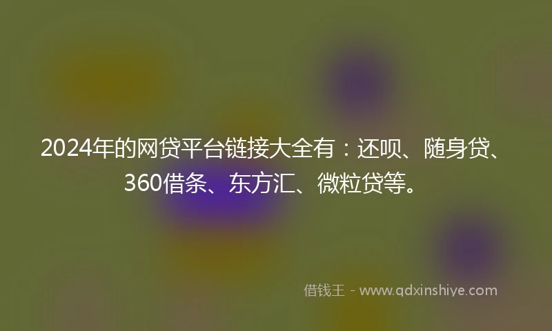 2024年的网贷平台链接大全有：还呗、随身贷、360借条、东方汇、微粒贷等。