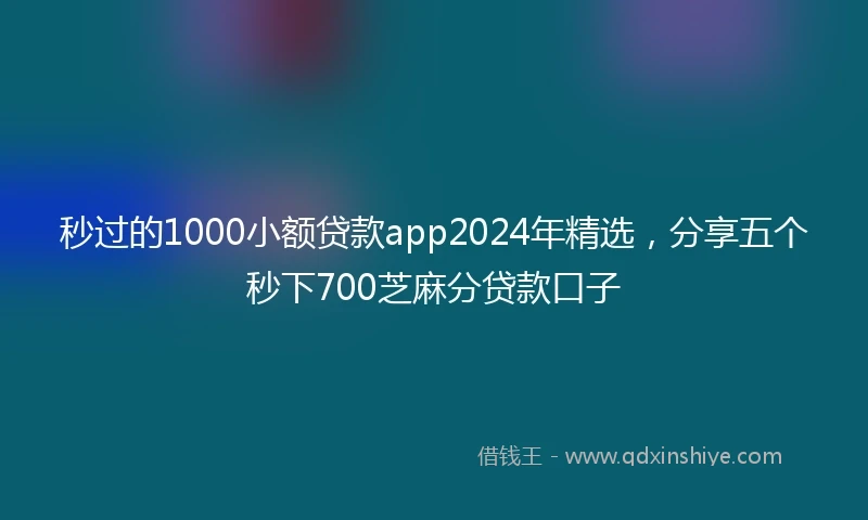 秒过的1000小额贷款app2024年精选，分享五个秒下700芝麻分贷款口子