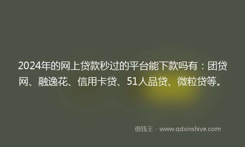 2024年的网上贷款秒过的平台能下款吗有：团贷网、融逸花、信用卡贷、51人品贷、微粒贷等。