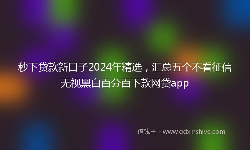 秒下贷款新口子2024年精选，汇总五个不看征信无视黑白百分百下款网贷app