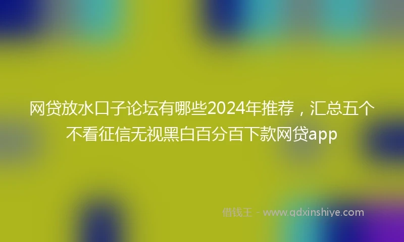 网贷放水口子论坛有哪些2024年推荐，汇总五个不看征信无视黑白百分百下款网贷app