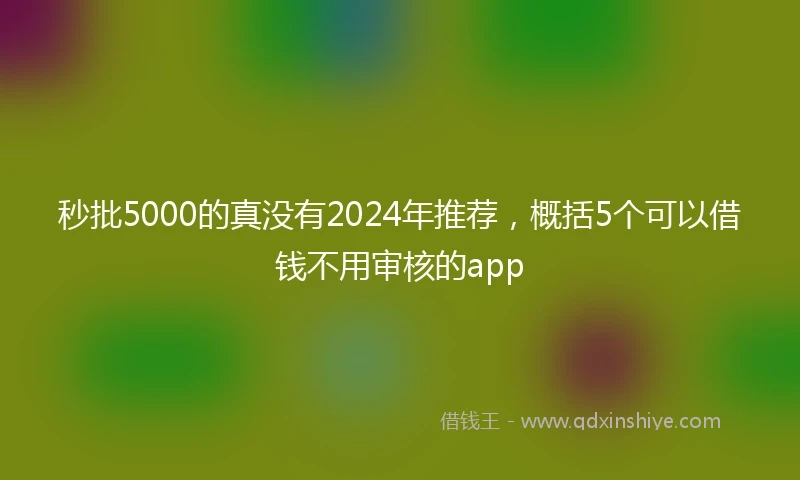 秒批5000的真没有2024年推荐，概括5个可以借钱不用审核的app