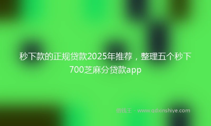 秒下款的正规贷款2025年推荐，整理五个秒下700芝麻分贷款app