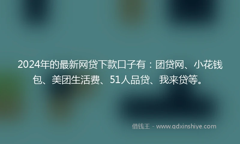 2024年的最新网贷下款口子有：团贷网、小花钱包、美团生活费、51人品贷、我来贷等。