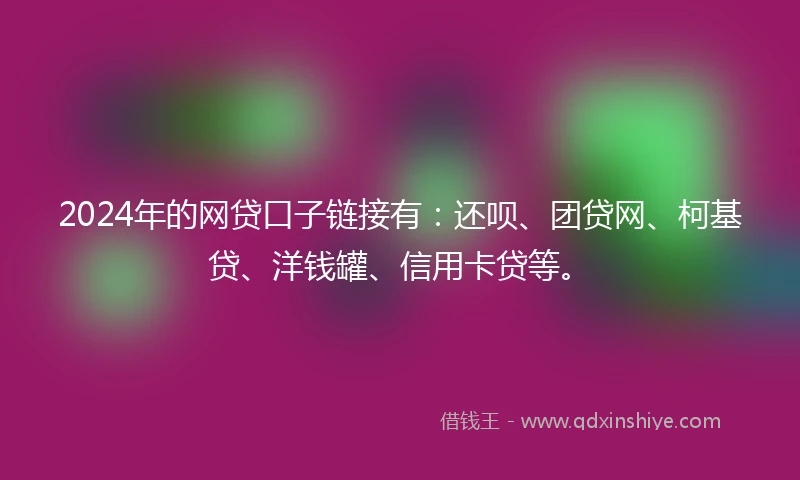 2024年的网贷口子链接有：还呗、团贷网、柯基贷、洋钱罐、信用卡贷等。