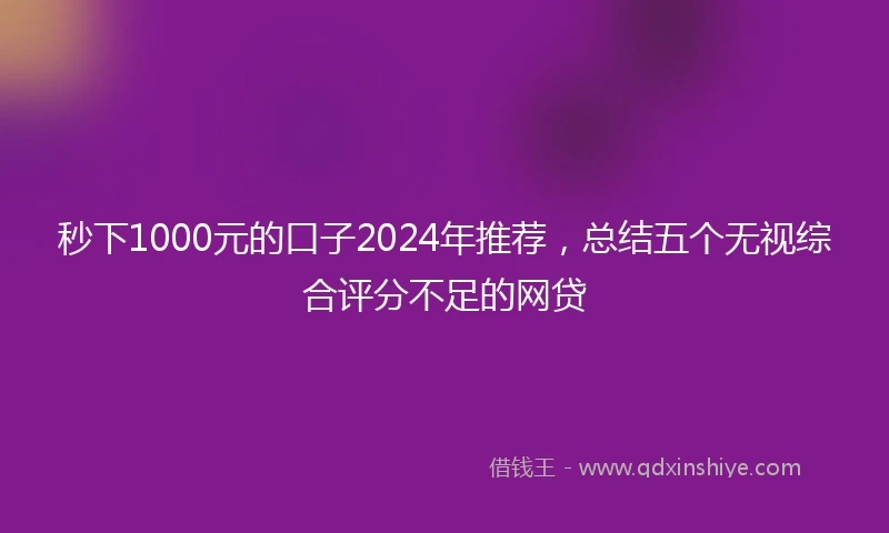 秒下1000元的口子2024年推荐，总结五个无视综合评分不足的网贷