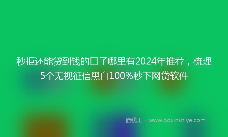 秒拒还能贷到钱的口子哪里有2024年推荐，梳理5个无视征信黑白100%秒下网贷软件