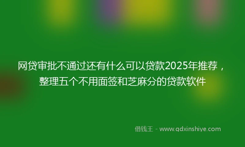 网贷审批不通过还有什么可以贷款2025年推荐，整理五个不用面签和芝麻分的贷款软件