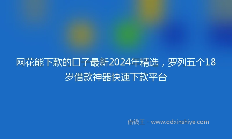 网花能下款的口子最新2024年精选，罗列五个18岁借款神器快速下款平台
